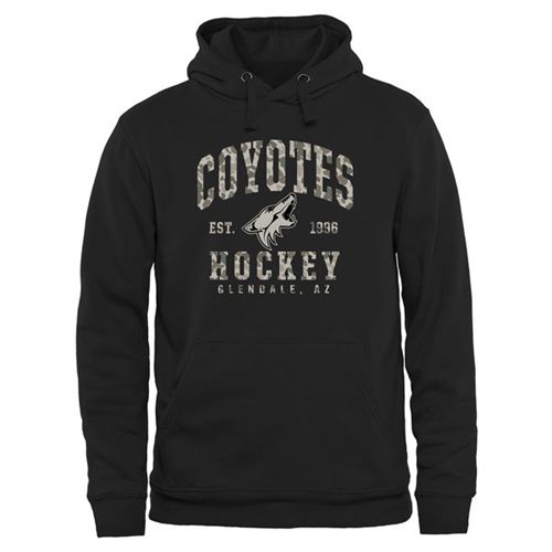 Arizona Coyotes Black Camo Stack Pullover Hoodie Arizona Coyotes Black Camo Stack Pullover Hoodie