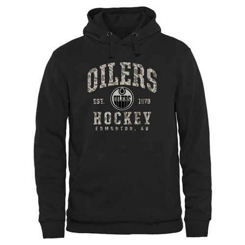 Edmonton Oilers Black Camo Stack Pullover Hoodie Edmonton Oilers Black Camo Stack Pullover Hoodie