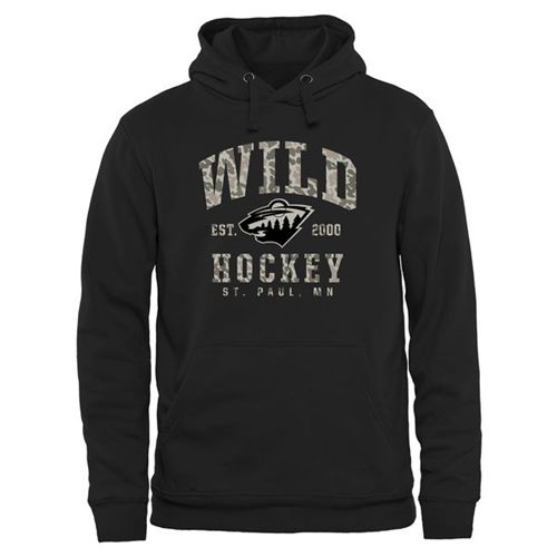 Minnesota Wild Black Camo Stack Pullover Hoodie Minnesota Wild Black Camo Stack Pullover Hoodie