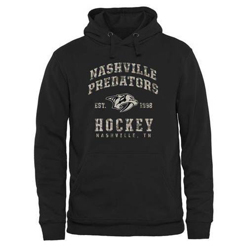 Nashville Predators Black Camo Stack Pullover Hoodie Nashville Predators Black Camo Stack Pullover Hoodie