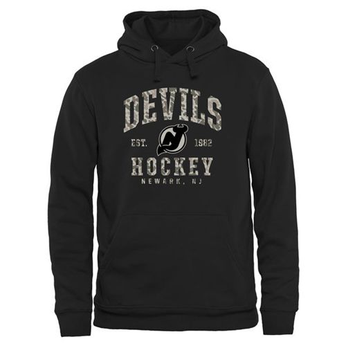 New Jersey Devils Black Camo Stack Pullover Hoodie