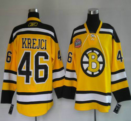 hockey jerseys Boston Bruins 46# Krejci Yellow WINTER CLASSIC VINTAGE 2009