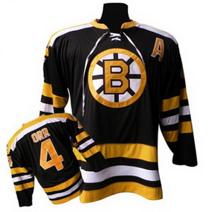 NHL Boston Bruins #4 Bobby Orr 50th Patch Black Jersey