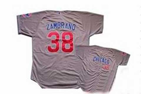 MLB Majestic Chicago Cubs 38 Zambrano Grey Baseball Jersey