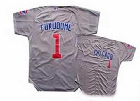 MLB Majestic Chicago Cubs 1 Kosuke Fukudome Grey Baseball Jersey