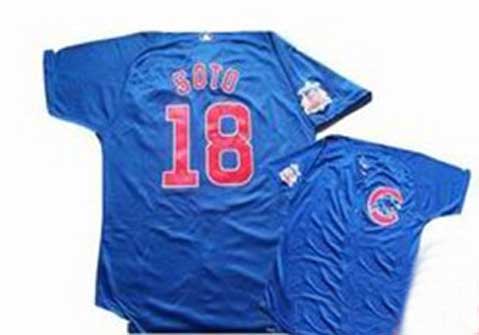 MLB Majestic Chicago Cubs 18 Soto Blue Baseball Jersey