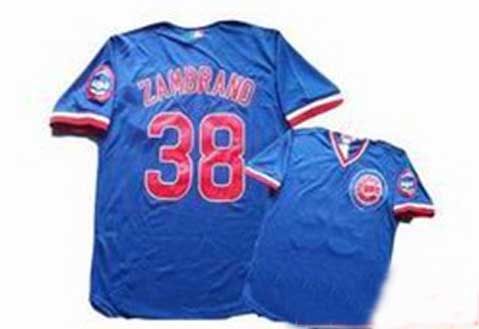 MLB Majestic Chicago Cubs 38 Zambrano Blue Baseball Jersey