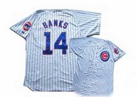 MLB jersesys Majestic Chicago Cubs 14 Banks White Baseball Jersey