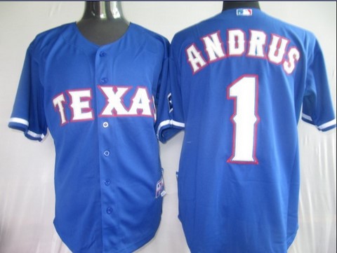 Texas Rangers 1 Andrus Blue jerseys