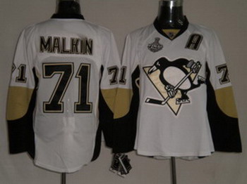 Pittsburgh Penguins 71 Evgeni Malkin White Jerseys With Stanley Cup