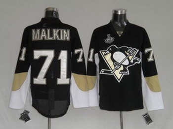 Pittsburgh Penguins 71 Evgeni Malkin Black Jerseys With Stanley Cup