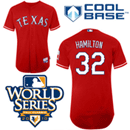 Texas Rangers 32 Josh Hamilton red jerseys 2010 ws patch