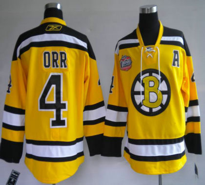 hockey jerseys Boston Bruins 4 Bobby Orr Yellow WINTER CLASSIC VINTAGE