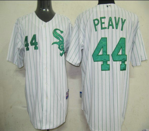 MLB Jerseys Chicago White Sox 44 PEAVY White(green strip)