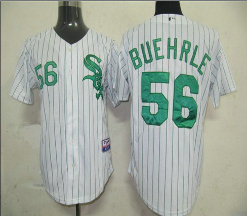 MLB Jerseys Chicago White Sox 56 Buehrle White(green strip)