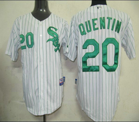 MLB Jerseys Chicago White Sox 20 Carlos Quentin White(green strip)
