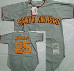San Francisco Giants #25 Bonds Grey Throwback Jersey