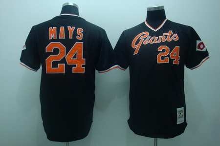 San Francisco Giants 24 Willie mays black jerseys Mitchell and ness