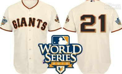 San Francisco Giants 21 Sanchez 2010 World Series Cream Jersey