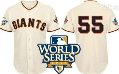 San Francisco Giants 55 Lincecum 2010 World Series Cream Jersey