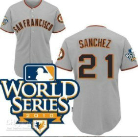 San Francisco Giants 21 Sanchez 2010 World Series Gray Jersey