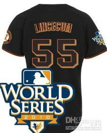 San Francisco Giants 55 Lincecum 2010 World Series Black Jersey