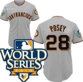 San Francisco Giants 28 Posey 2010 World Series Gray Jersey
