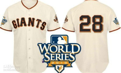San Francisco Giants 28 Posey 2010 World Series Cream Jersey