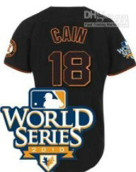 San Francisco Giants 18 Cain 2010 World Series Black Jersey