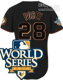 San Francisco Giants 28 Posey 2010 World Series Black Jersey