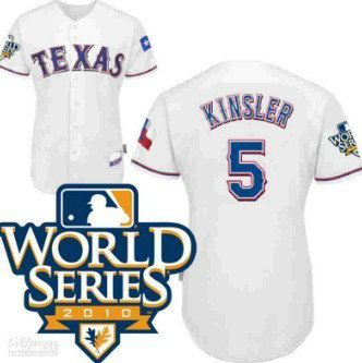 Texas Rangers 5 Kinsler 2010 World Series White Jersey