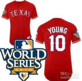 Texas Rangers 10 Young 2010 World Series Red Jersey