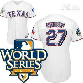 Texas Rangers 27 Guerrero 2010 World Series White Jersey
