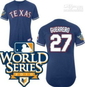 Texas Rangers 27 Guerrero 2010 World Series Blue Jersey