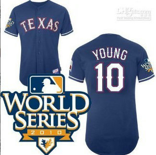 Texas Rangers 10 Young 2010 World Series Blue Jersey