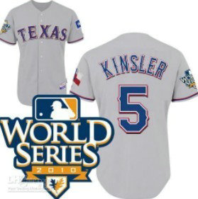 Texas Rangers 5 Kinsler 2010 World Series Gray Jersey