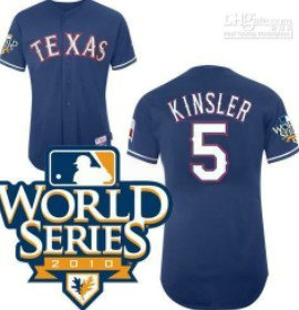 Texas Rangers 5 Kinsler 2010 World Series Blue Jersey