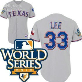 Texas Rangers 33 Lee 2010 World Series Gray Jersey