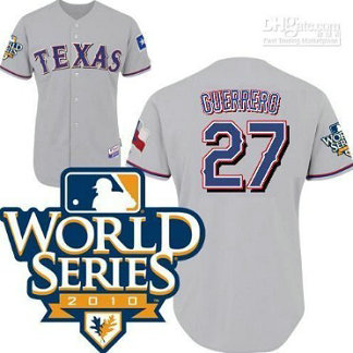 Texas Rangers 27 Guerrero 2010 World Series Gray Jersey