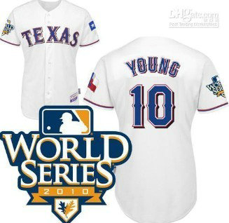 Texas Rangers 10 Young 2010 World Series White Jersey