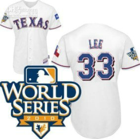 Texas Rangers 33 Lee 2010 World Series White Jersey