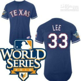 Texas Rangers 33 Lee 2010 World Series Blue Jersey