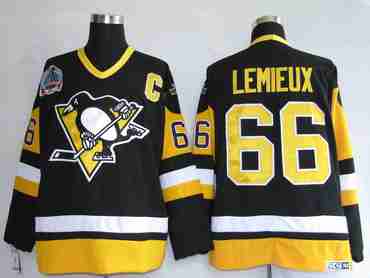 NHL Jerseys Pittaburgh Penguins 66 Marrio Lemieux Black