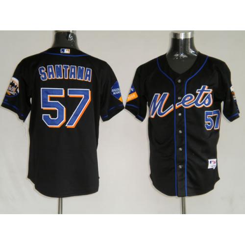 Jerseys New York Mets 57 Johan Santana Black