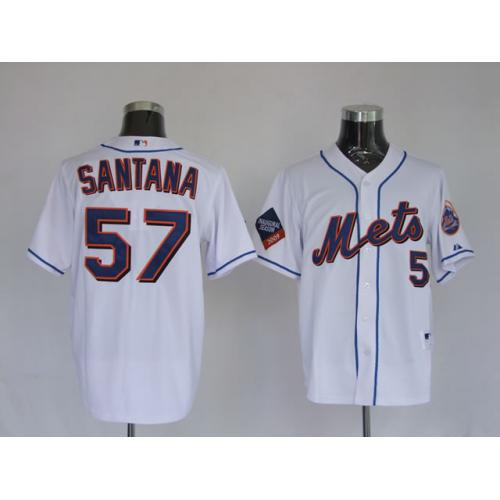 Jerseys New York Mets 57 Johan Santana White Royal