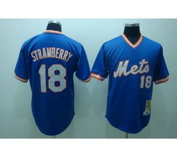 mlb new york mets strawberry #18 m&n blue