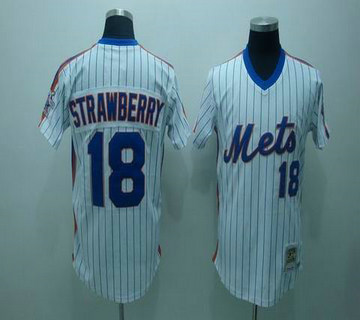 mlb new york mets #18 strawberry m&n white