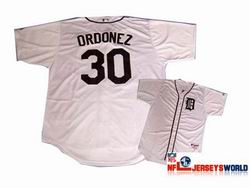 MLB Majestic Detroit Tigers 30 Magglio Ordonez White Jerseys