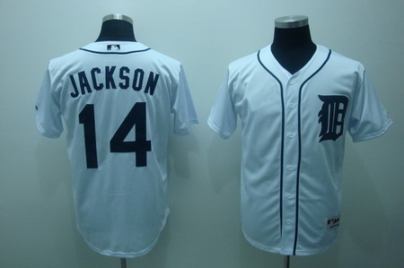 Detroit Tigers 14 Austin jackson white jerseys