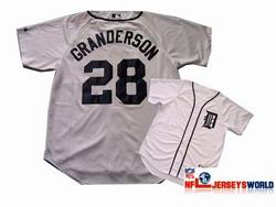 MLB Majestic Detroit Tigers 28 Granderson White Jerseys